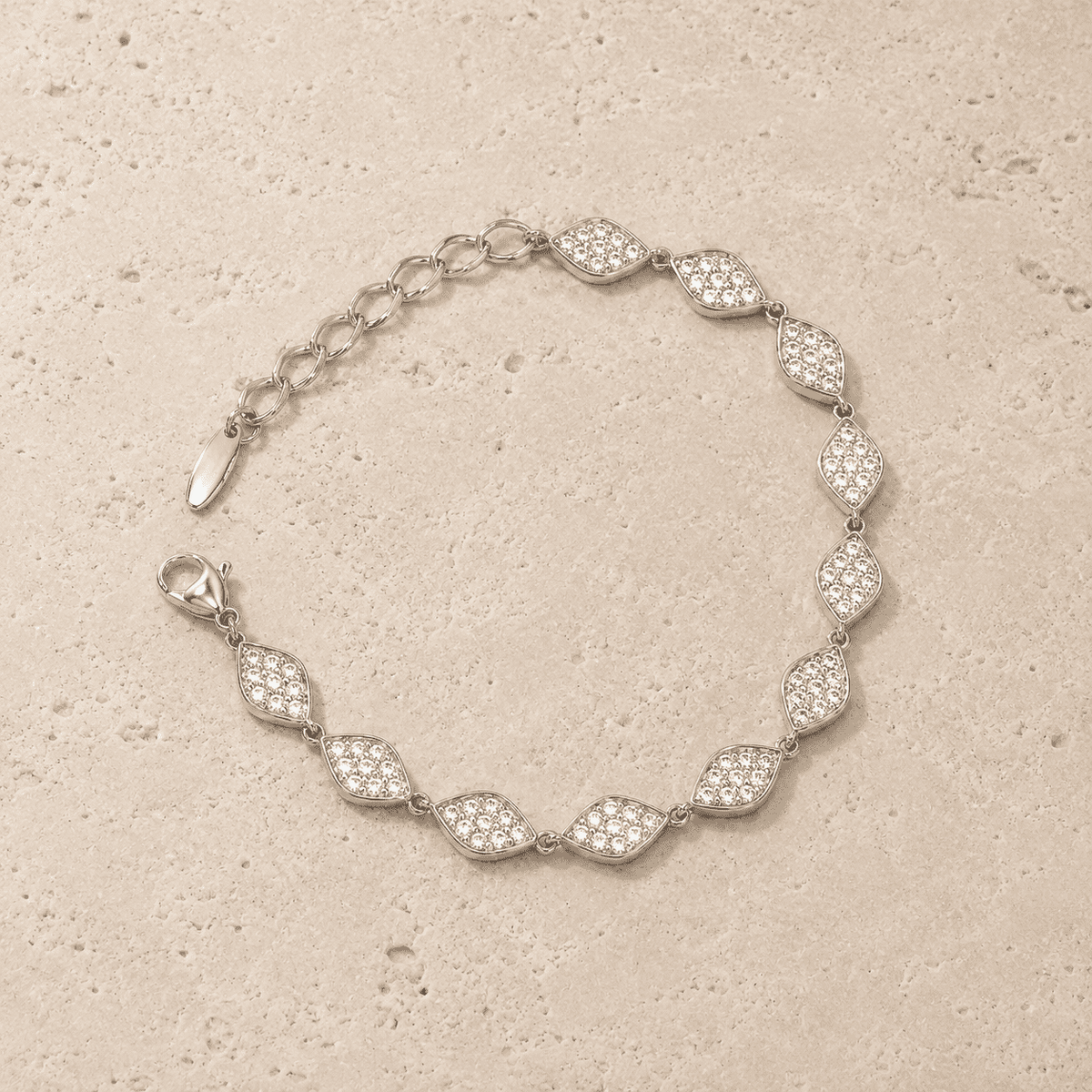 The Olive Branch Charm Bracelet — Silver-Tone Elaria Marquise Charm Bracelet by House of Zena, close-up detail