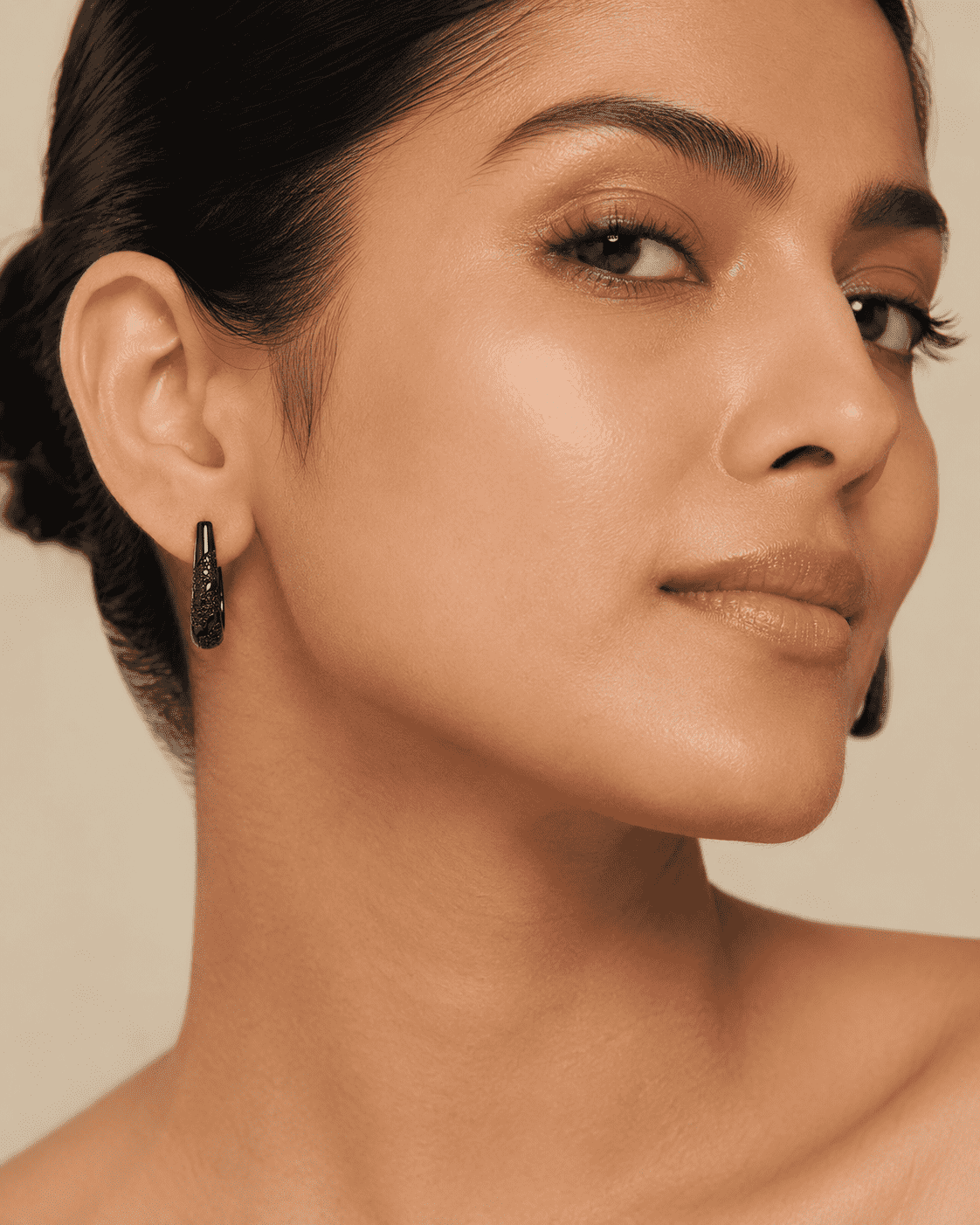 The "Dark Mode" Chunky Hoops — Gold Plated Eclipse Hoop Earrings by House of Zena, front view