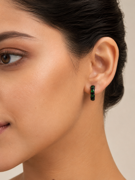 Emerald Noir Hoops