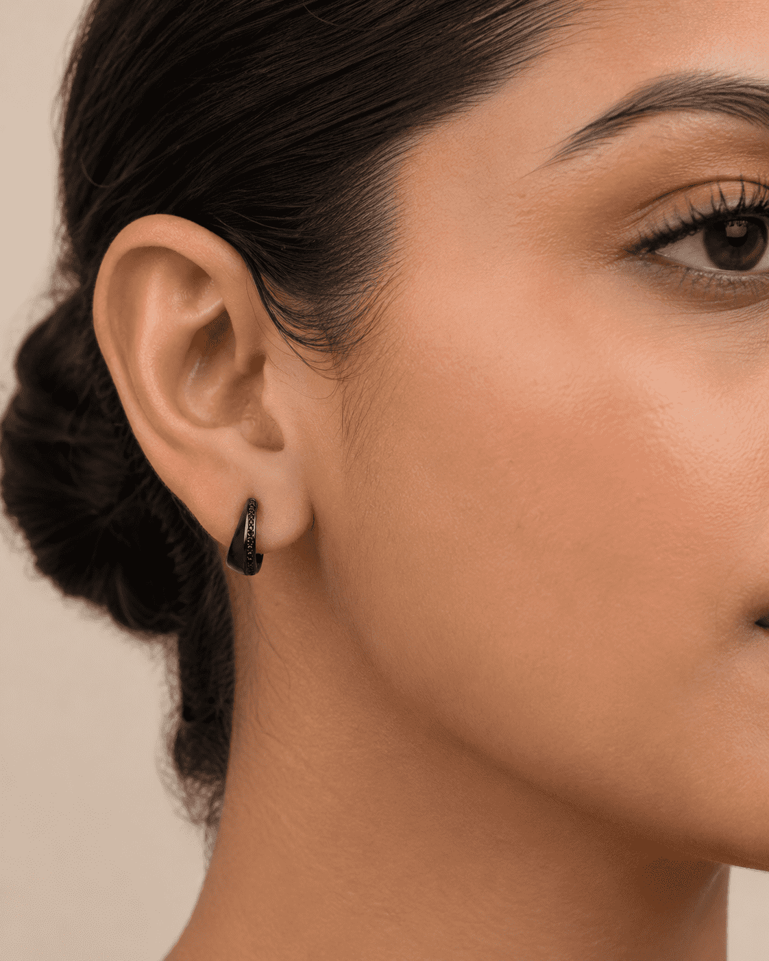 The Tuxedo Edge Hoops — Gold Plated Edge Hoop Earrings by House of Zena, front view