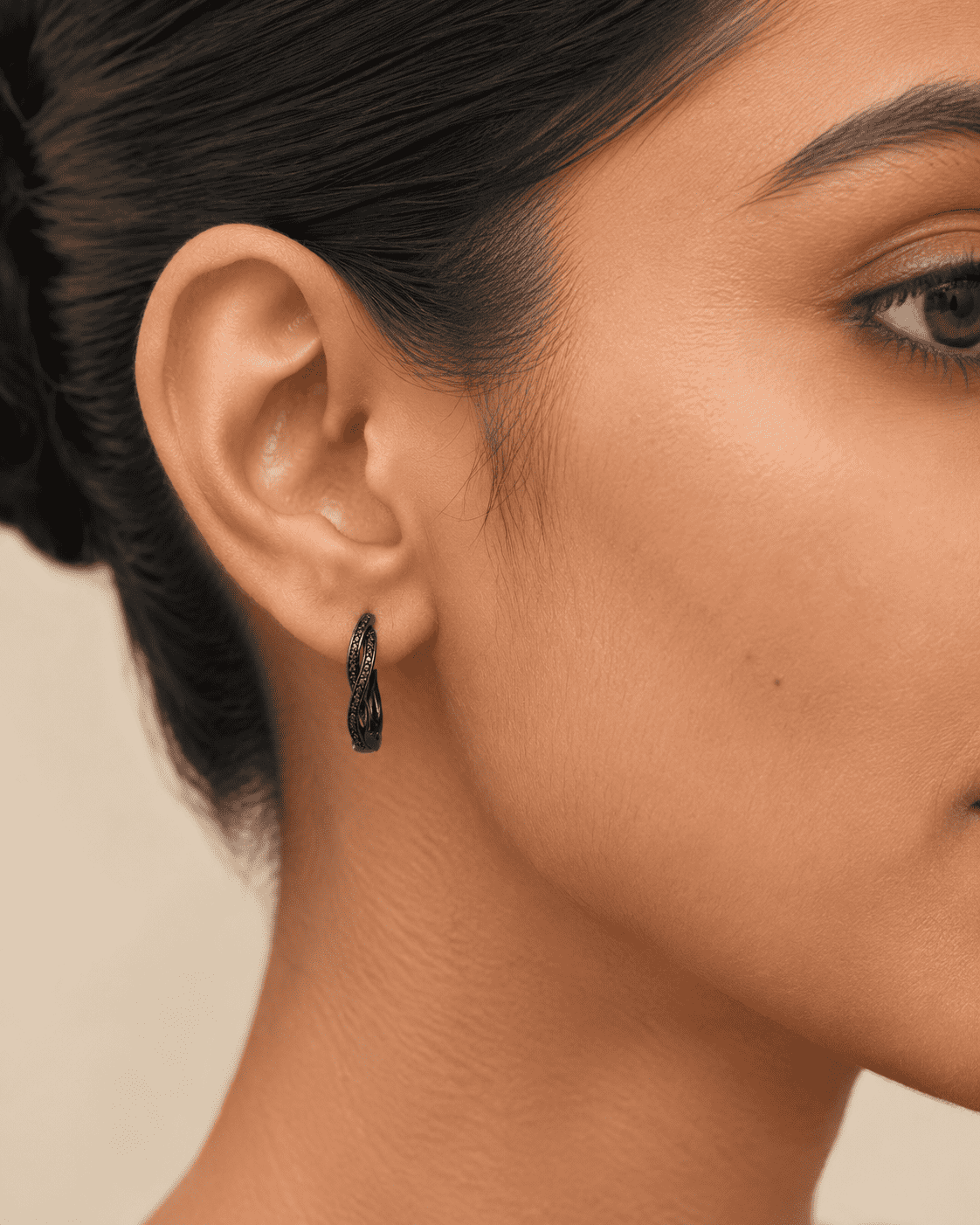 The Licorice Twist Hoops — Gold Plated Twist Hoop Earrings by House of Zena, front view