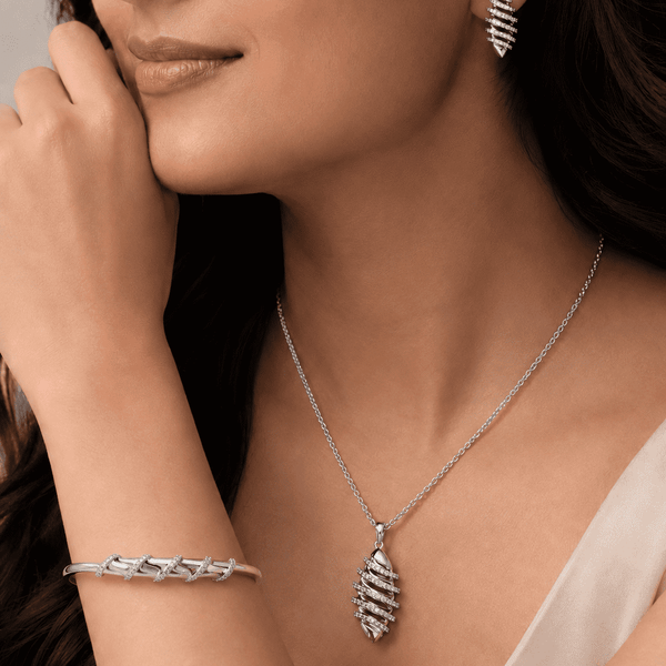 The "Rich Auntie" 3-Piece Power Set — Silver-Tone Wave 3-Piece Jewellery Set by House of Zena, front view — Anti-Tarnish Waterproof Jewellery | House of Zena