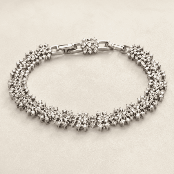 The Wild Daisy Chain Bracelet — Gold Plated Bloom Bracelet by House of Zena, styled on model — Anti-Tarnish Waterproof Jewellery | House of Zena
