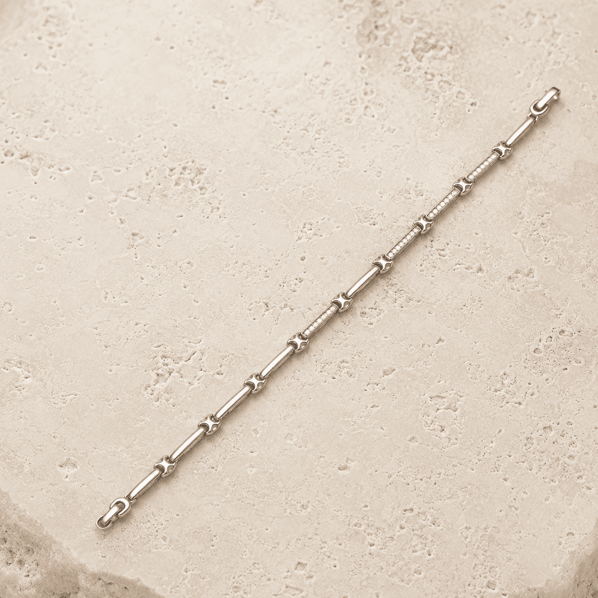 The Café Au Lait Puff Link — Silver-Tone Link Bracelet by House of Zena, side angle