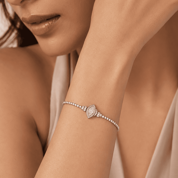 The "Side-Eye" Nazar Bracelet — Silver-Tone Nazar Bracelet by House of Zena, front view — Anti-Tarnish Waterproof Jewellery | House of Zena