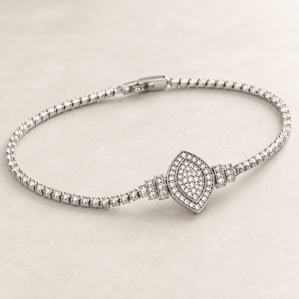 The "Side-Eye" Nazar Bracelet — Silver-Tone Nazar Bracelet by House of Zena, styled on model — Anti-Tarnish Waterproof Jewellery | House of Zena