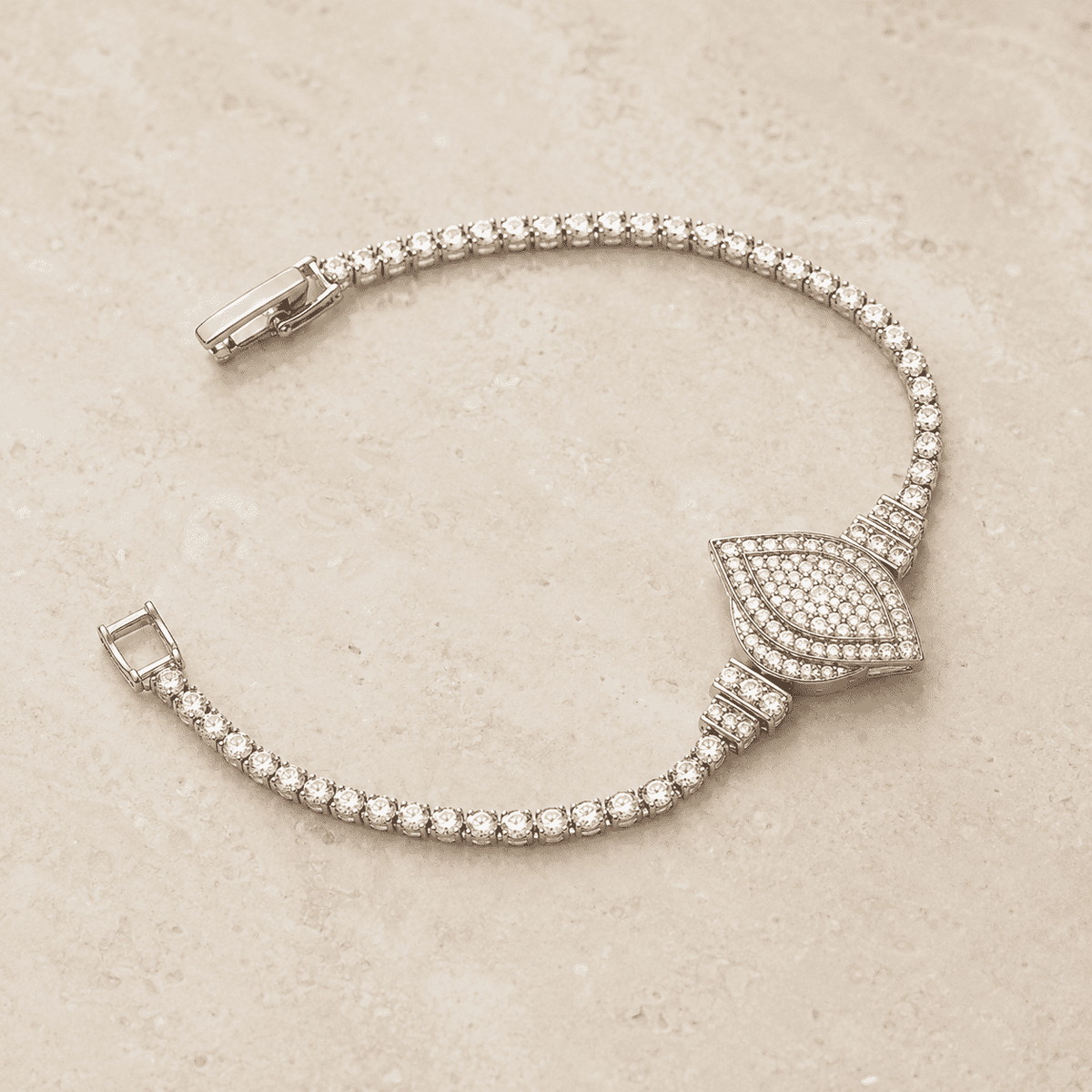 The "Side-Eye" Nazar Bracelet — Silver-Tone Nazar Bracelet by House of Zena, close-up detail