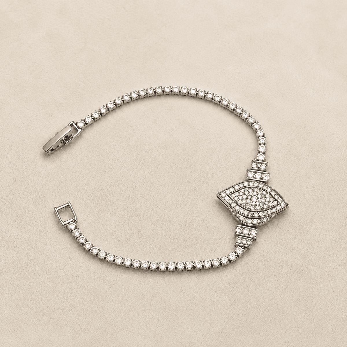 The "Side-Eye" Nazar Bracelet — Silver-Tone Nazar Bracelet by House of Zena, side angle
