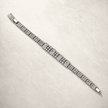 The Milanese Woven Grid Chain — Silver-Tone Grid Bracelet by House of Zena, side angle