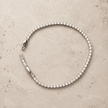 The "Skinny Dip" Tennis Bracelet — Silver-Tone Line Tennis Bracelet by House of Zena, side angle
