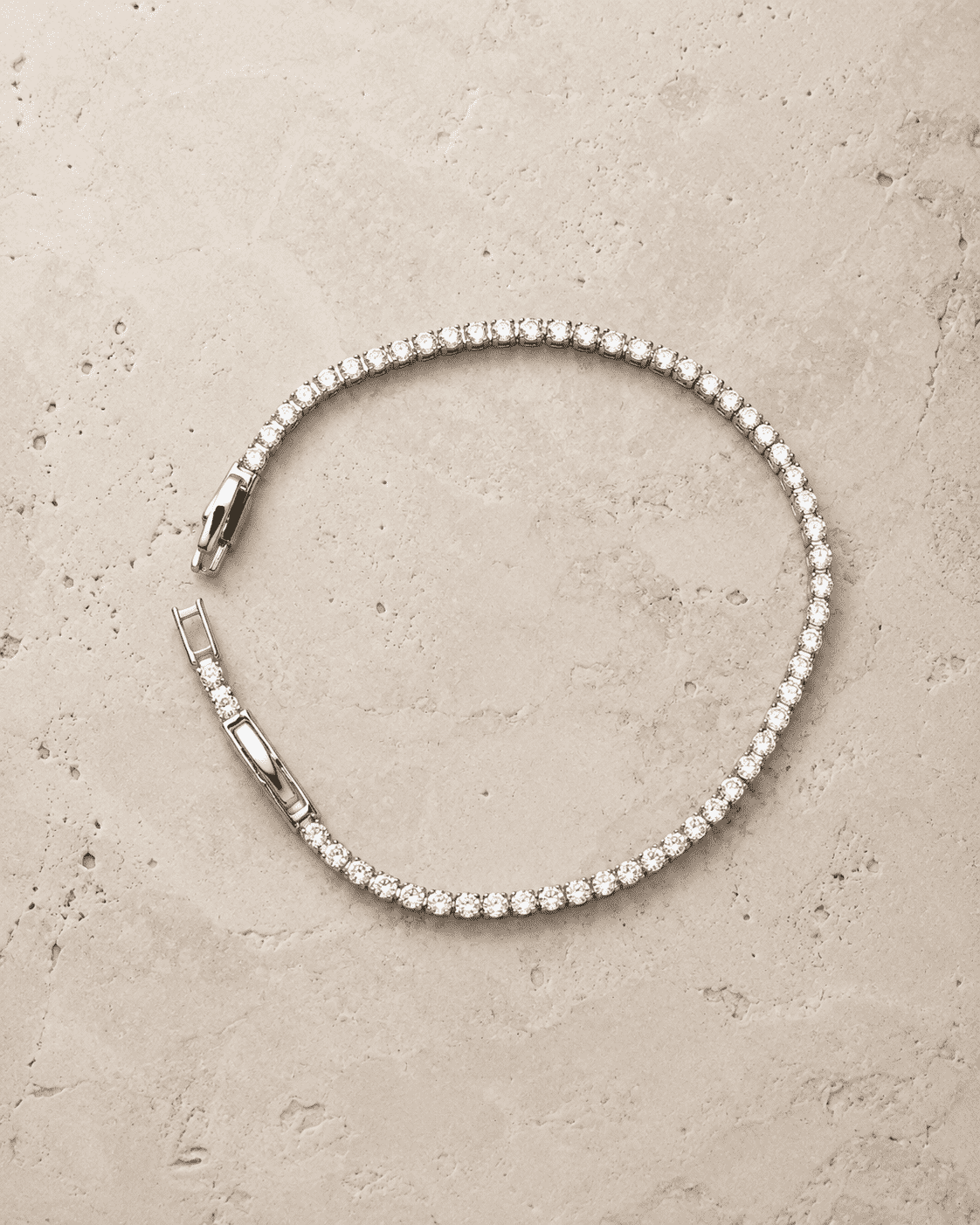 The "Skinny Dip" Tennis Bracelet — Silver-Tone Line Tennis Bracelet by House of Zena, side angle