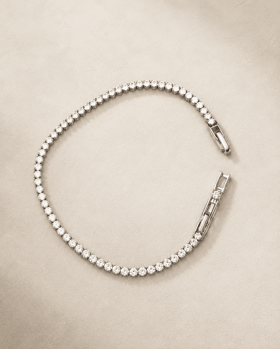 The "Skinny Dip" Tennis Bracelet — Silver-Tone Line Tennis Bracelet by House of Zena, close-up detail