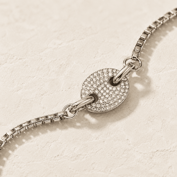The Stargazer Halo Chain — Silver-Tone Halo Bracelet by House of Zena, styled on model — Anti-Tarnish Waterproof Jewellery | House of Zena