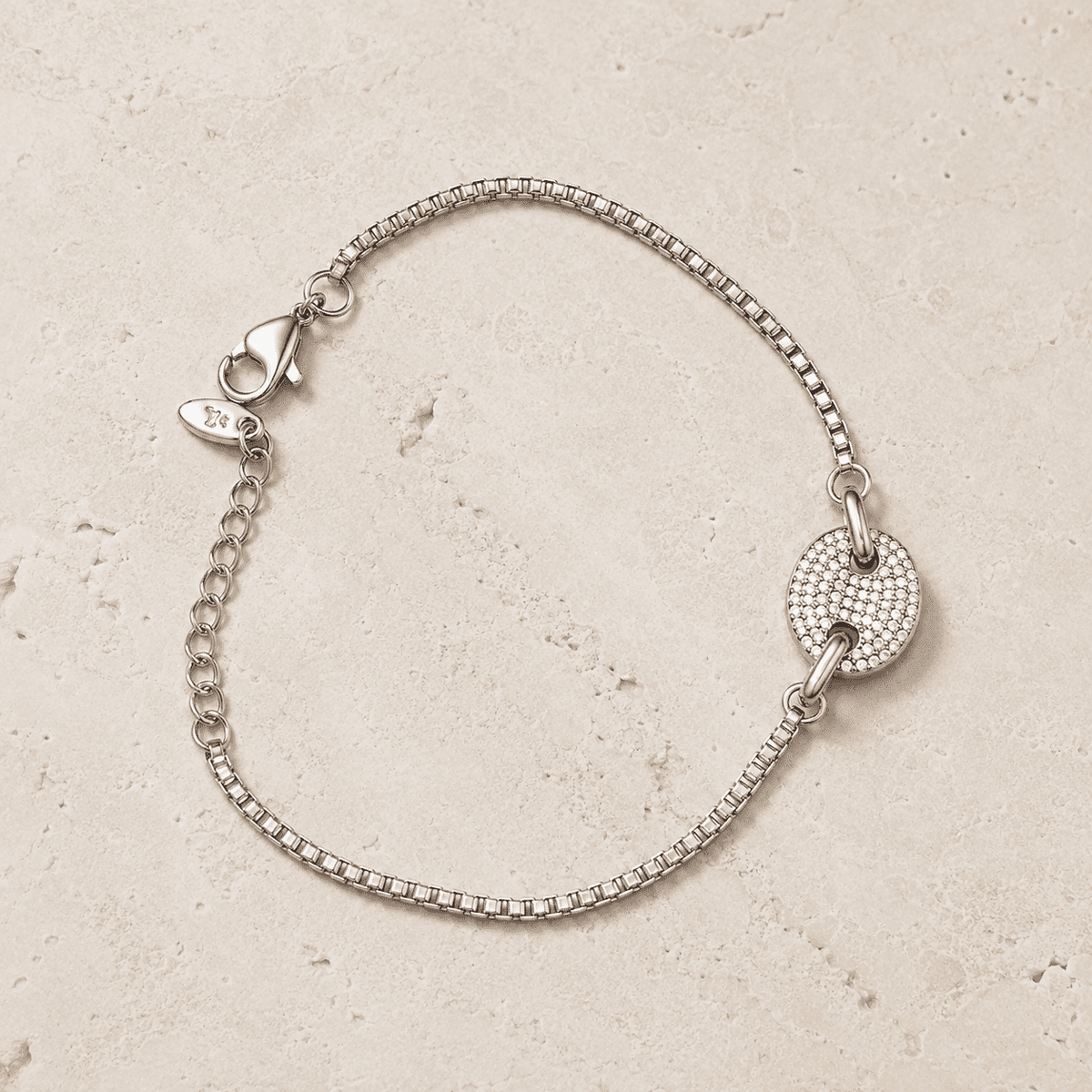 The Stargazer Halo Chain — Silver-Tone Halo Bracelet by House of Zena, side angle