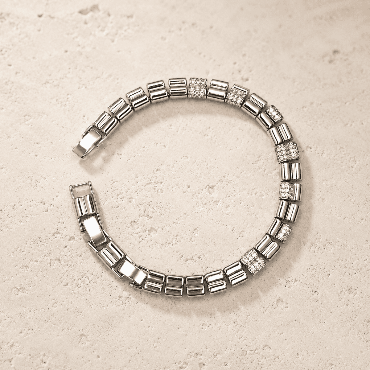 The Boardroom Siren Grid Chain — Gold Plated Grid Bracelet by House of Zena, styled on model