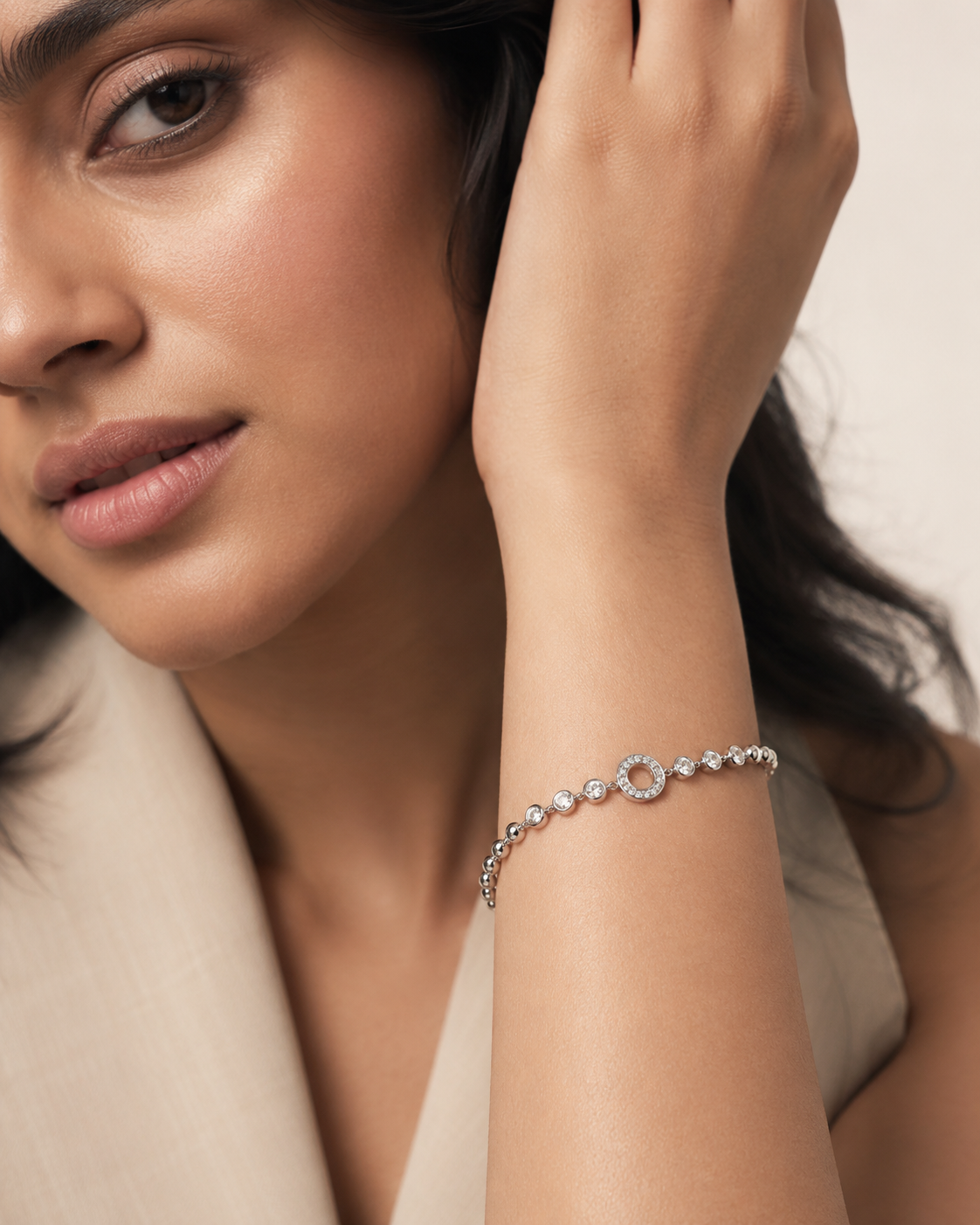 The Celestial Orbit Station Chain — Gold Plated Orbit Bracelet by House of Zena, front view — Anti-Tarnish Waterproof Jewellery | House of Zena