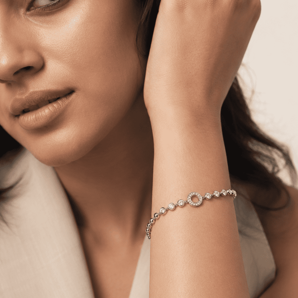 The Celestial Orbit Station Chain — Gold Plated Orbit Bracelet by House of Zena, front view — Anti-Tarnish Waterproof Jewellery | House of Zena