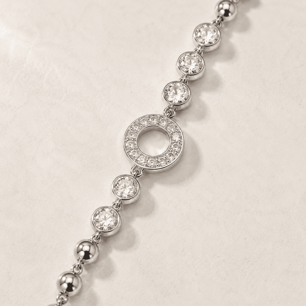 The Celestial Orbit Station Chain — Gold Plated Orbit Bracelet by House of Zena, styled on model