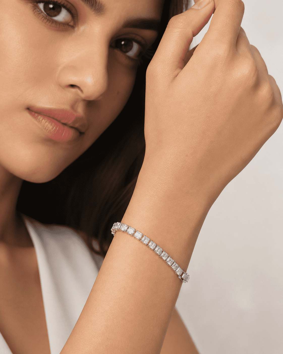 The Sugar Cube Tennis Bracelet — Gold Plated Princess Tennis Bracelet by House of Zena, front view