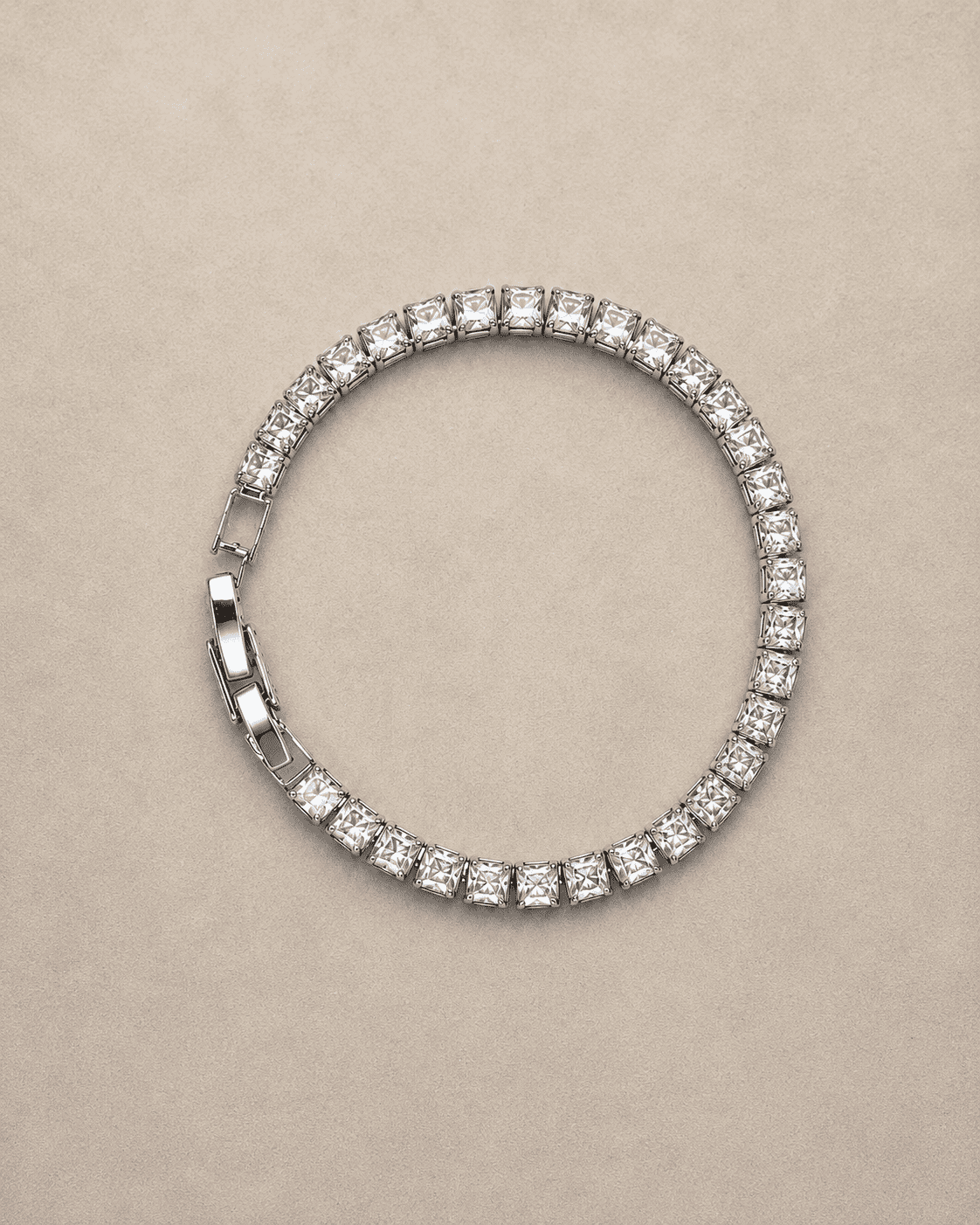 The Sugar Cube Tennis Bracelet — Gold Plated Princess Tennis Bracelet by House of Zena, side angle