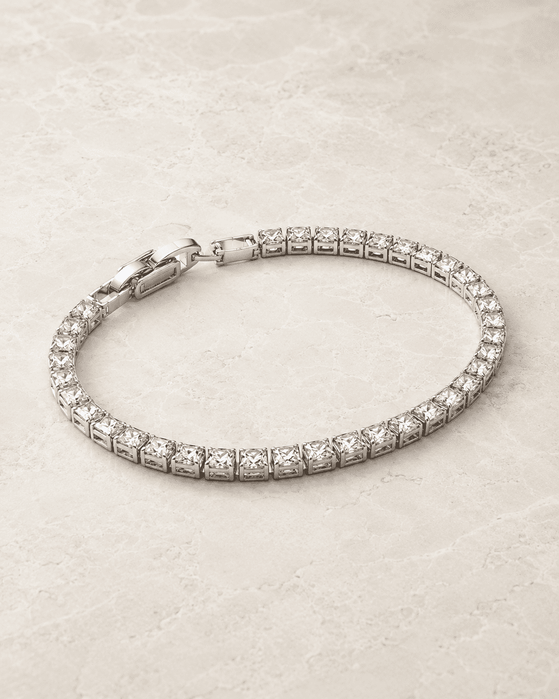 The Sugar Cube Tennis Bracelet — Gold Plated Princess Tennis Bracelet by House of Zena, close-up detail