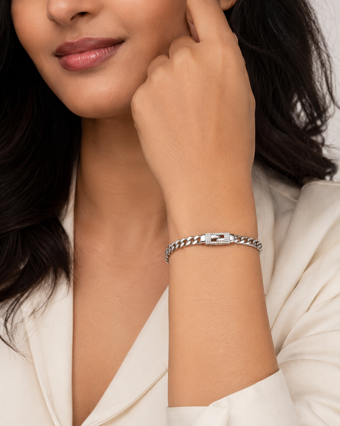 The Secret Keeper Padlock Chain — Gold Plated Lockline Cuban Bracelet by House of Zena, front view — Anti-Tarnish Waterproof Jewellery | House of Zena