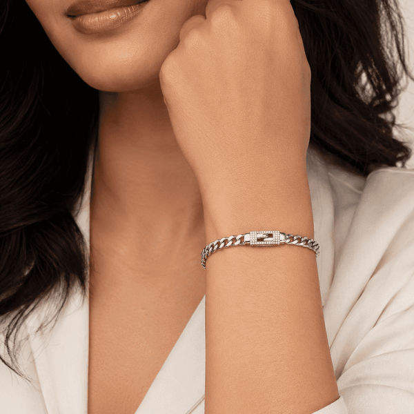 The Secret Keeper Padlock Chain — Gold Plated Lockline Cuban Bracelet by House of Zena, front view — Anti-Tarnish Waterproof Jewellery | House of Zena