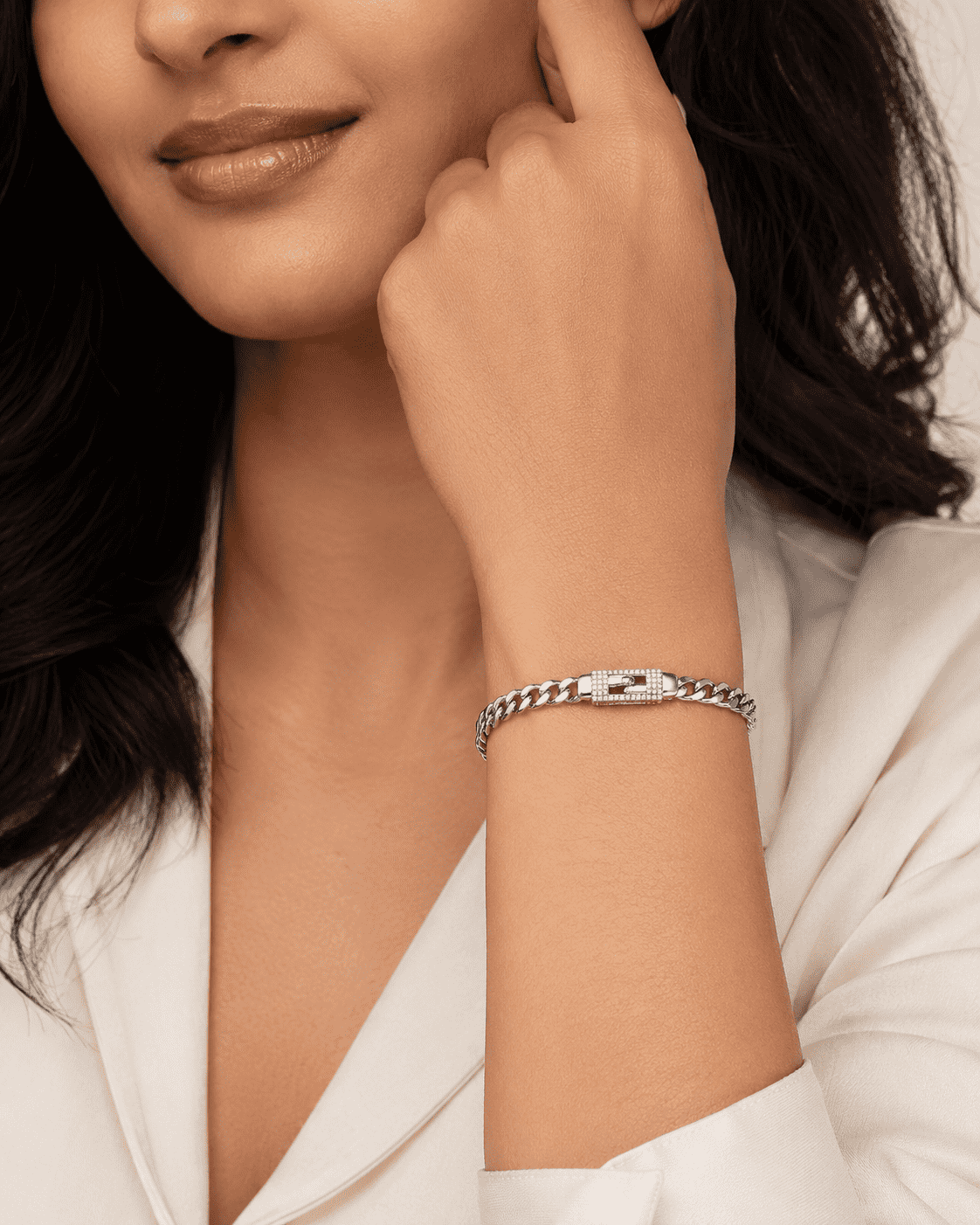The Secret Keeper Padlock Chain — Gold Plated Lockline Cuban Bracelet by House of Zena, front view