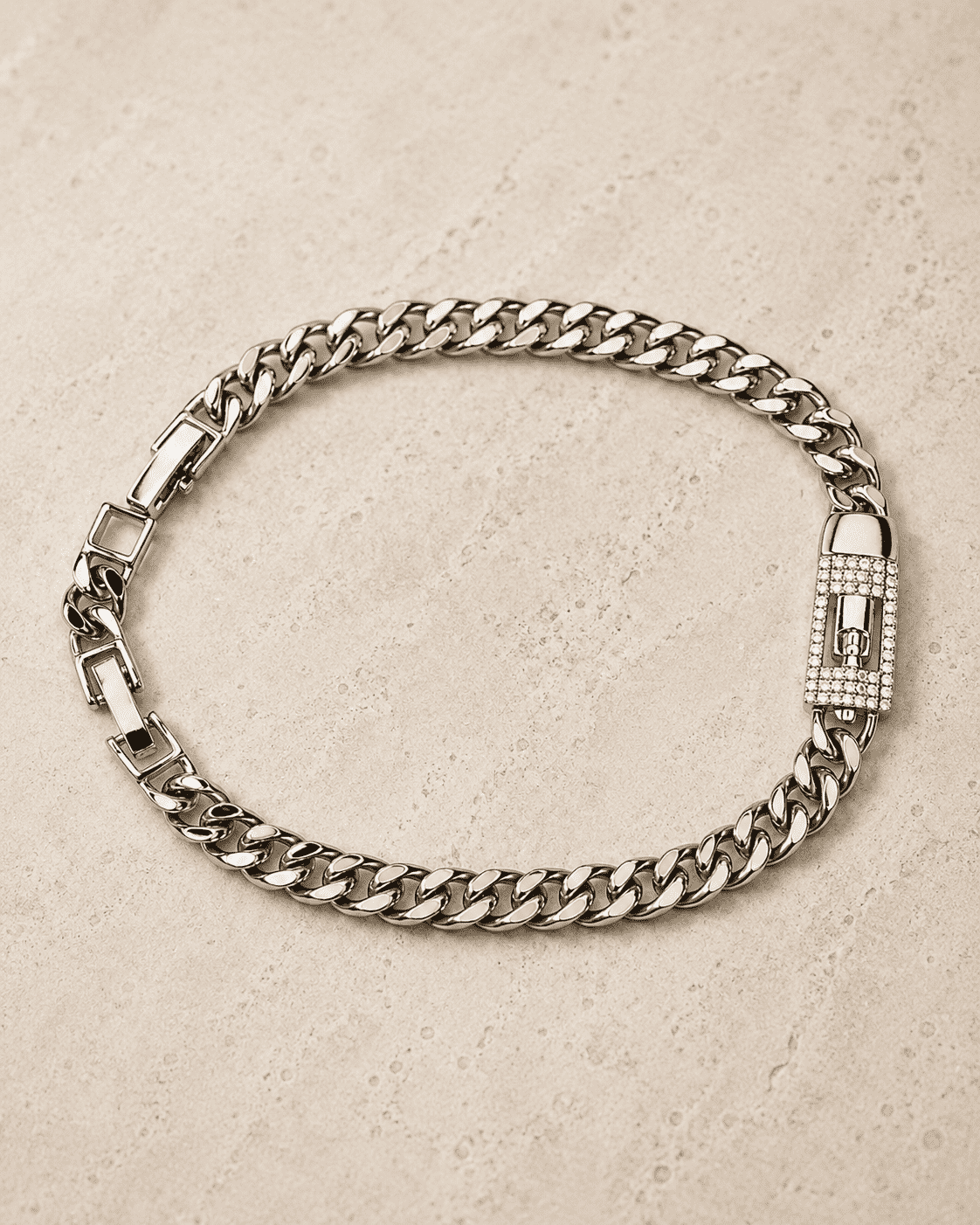 The Secret Keeper Padlock Chain — Gold Plated Lockline Cuban Bracelet by House of Zena, side angle