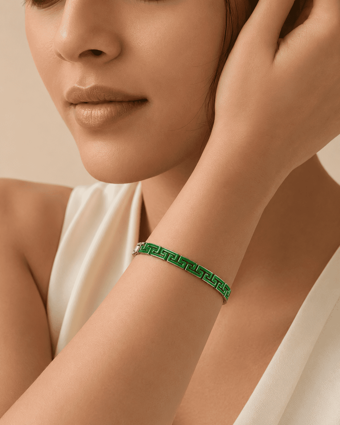 The Mykonos Blue Maze Cuff — Silver-Tone Pop Bracelet by House of Zena, gift packaging