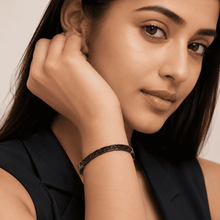The Mykonos Blue Maze Cuff — Silver-Tone Pop Bracelet by House of Zena, close-up detail
