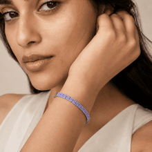 The Mykonos Blue Maze Cuff — Silver-Tone Pop Bracelet by House of Zena, texture detail