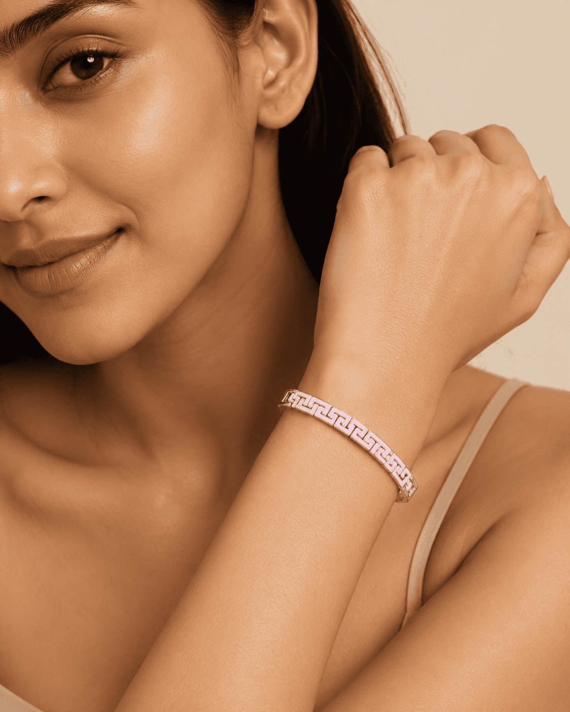 The Mykonos Blue Maze Cuff — Silver-Tone Pop Bracelet by House of Zena, front view