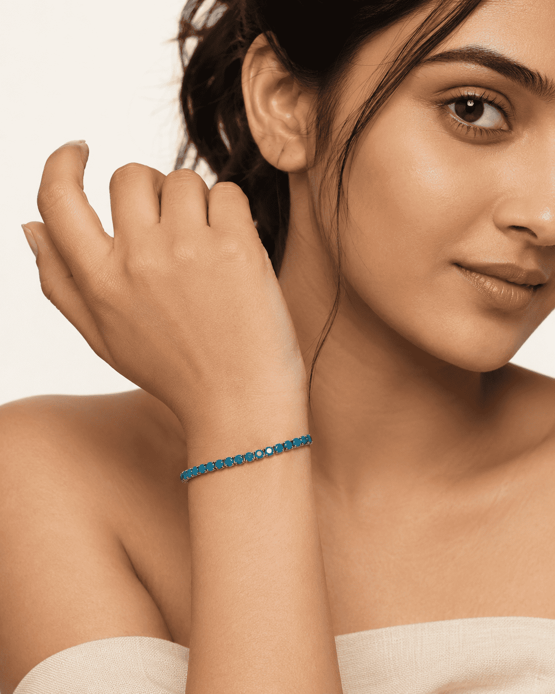 The Swimming Pool Tennis Bracelet — Silver-Tone Tennis Bracelet by House of Zena, front view