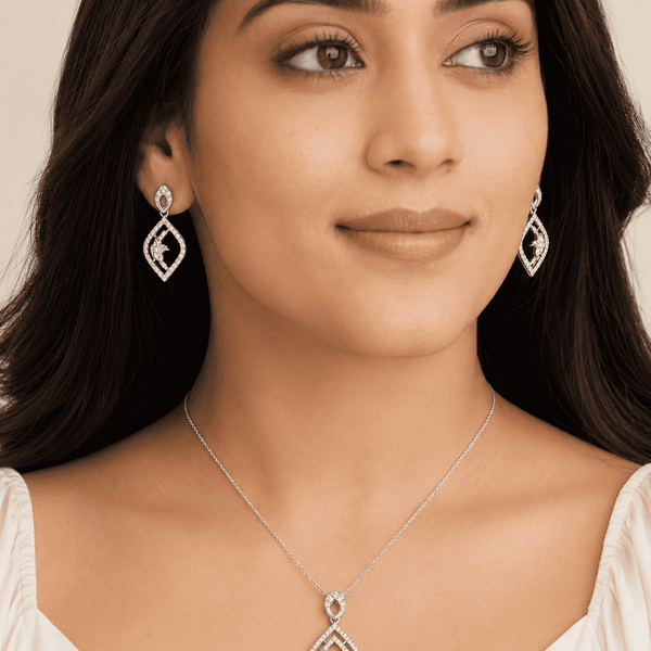 The Morning Bloom Coffee & Cake Set — Gold Plated Morning Bloom Pendant Set by House of Zena, front view — Anti-Tarnish Waterproof Jewellery | House of Zena