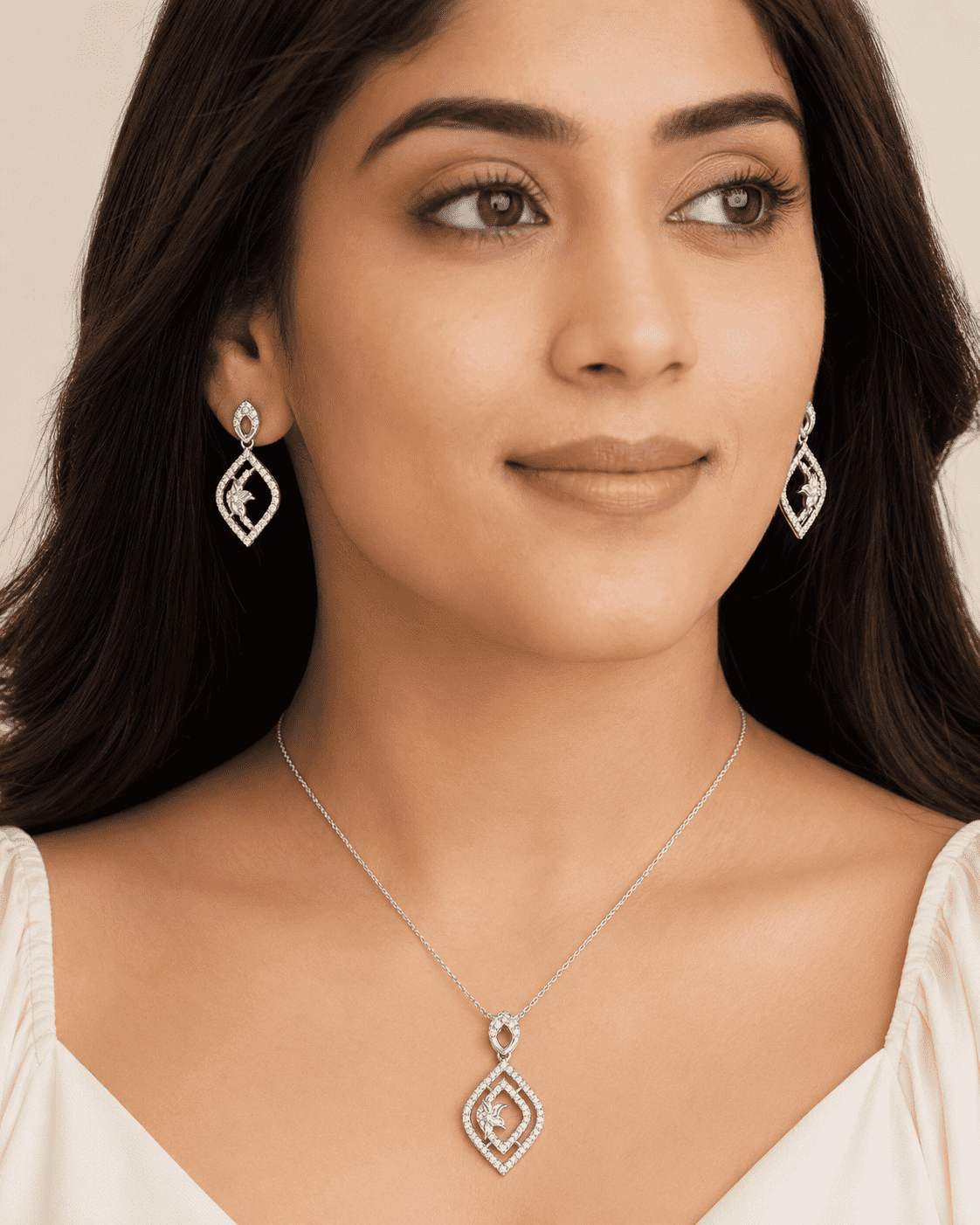 The Morning Bloom Coffee & Cake Set — Gold Plated Morning Bloom Pendant Set by House of Zena, front view