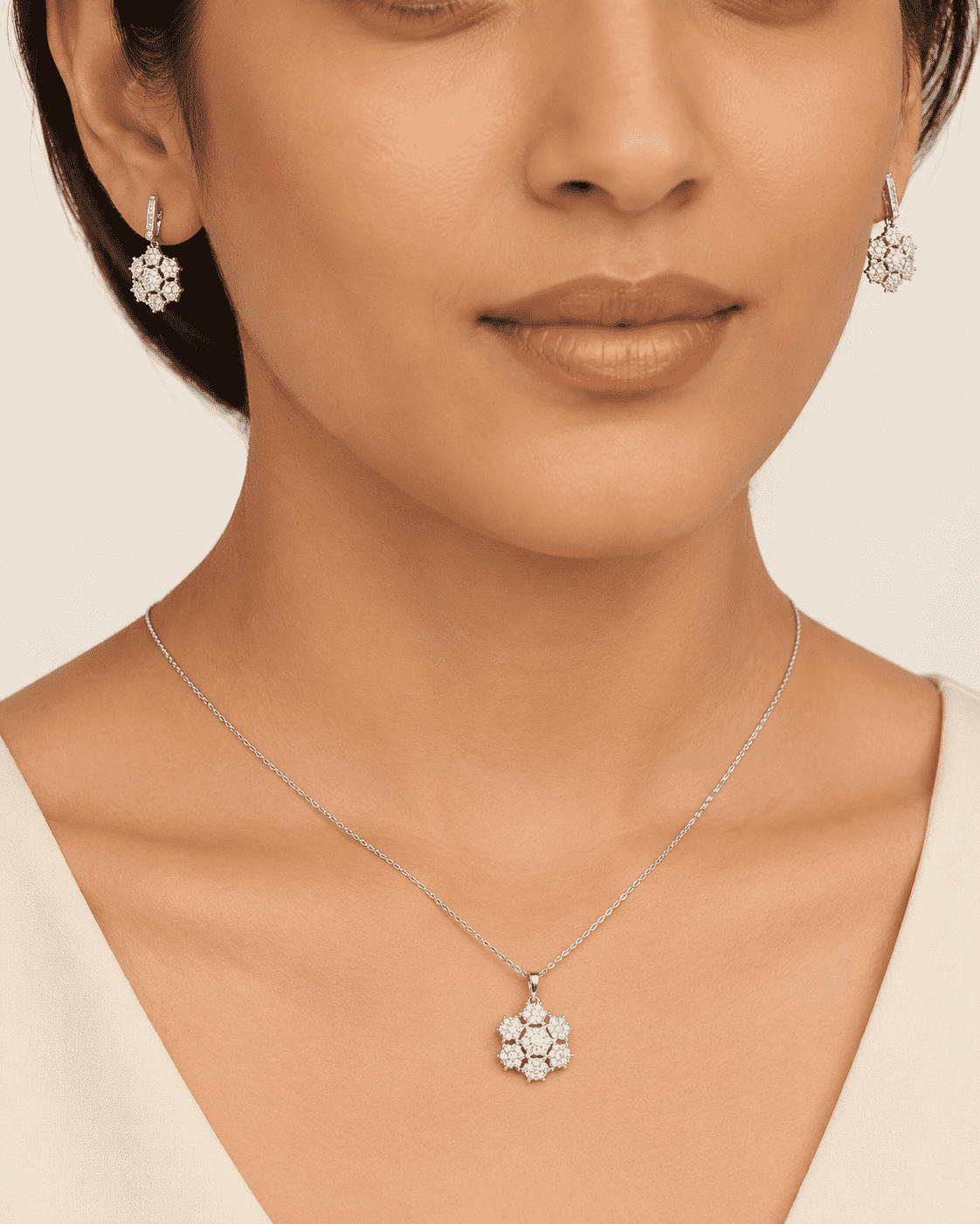 The Lotus Petal Brunch Set — Gold Plated Bloom Pendant Set by House of Zena, front view
