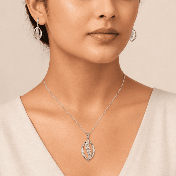 The Melted Honeycomb Set — Gold Plated Wave Pendant Set by House of Zena, front view — Anti-Tarnish Waterproof Jewellery | House of Zena