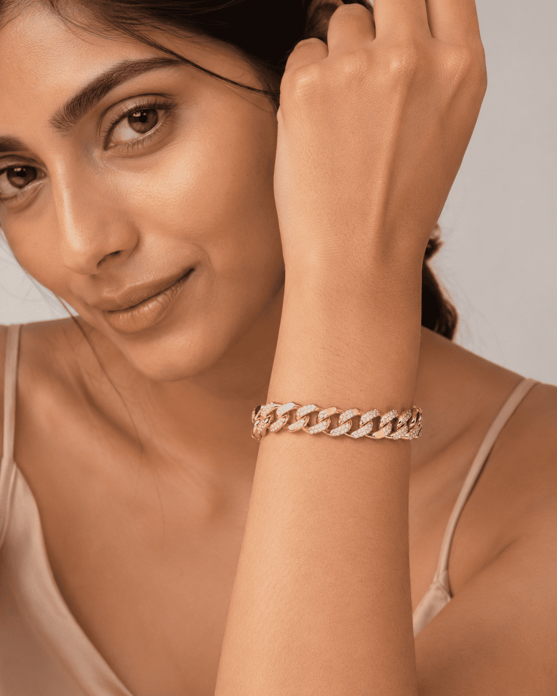 The "Main Character" Cuban Chain — Gold Plated Main Pavé Cuban Bracelet by House of Zena, front view