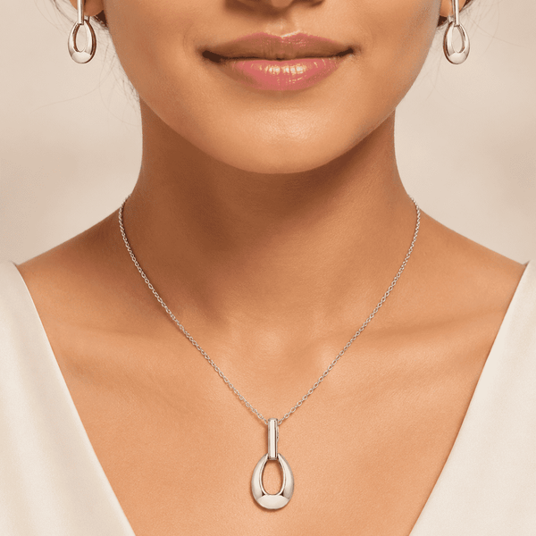The Happy Tears Solitaire Set — Gold Plated Évara Drop Pendant Set by House of Zena, front view — Anti-Tarnish Waterproof Jewellery | House of Zena