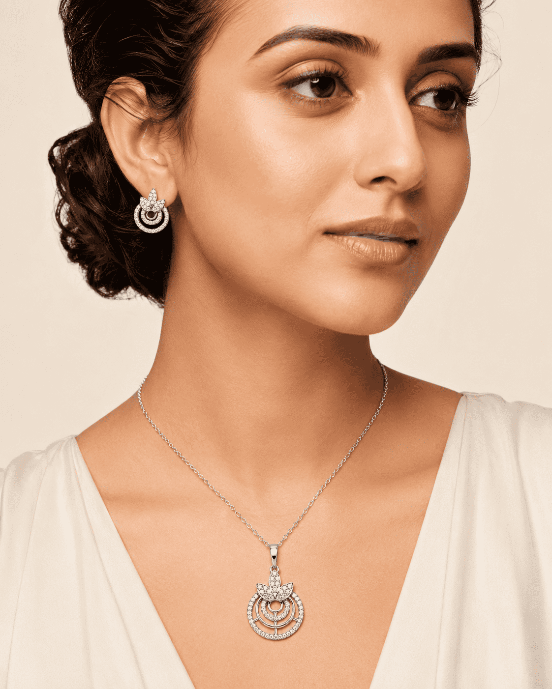 The Sweet Jasmine Garden Set — Gold Plated Bloom Pendant Set by House of Zena, front view