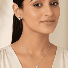 The Modernist Frame Solitaire Set — Gold Plated Modernist Edge Pendant Set by House of Zena, front view