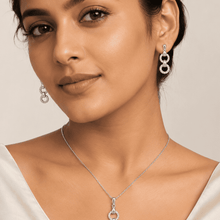The "You & Me" Interlock Set — Silver-Tone Link Pendant Set by House of Zena, front view
