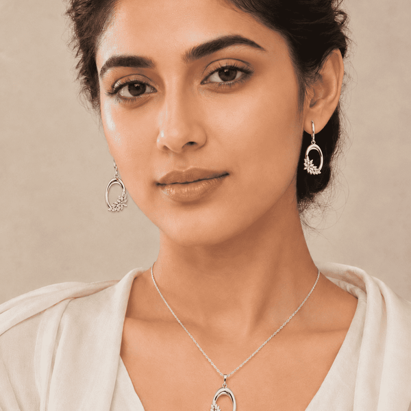 The Sunflower Sunshine Set — Silver-Tone Bloom Pendant Set by House of Zena, front view — Anti-Tarnish Waterproof Jewellery | House of Zena