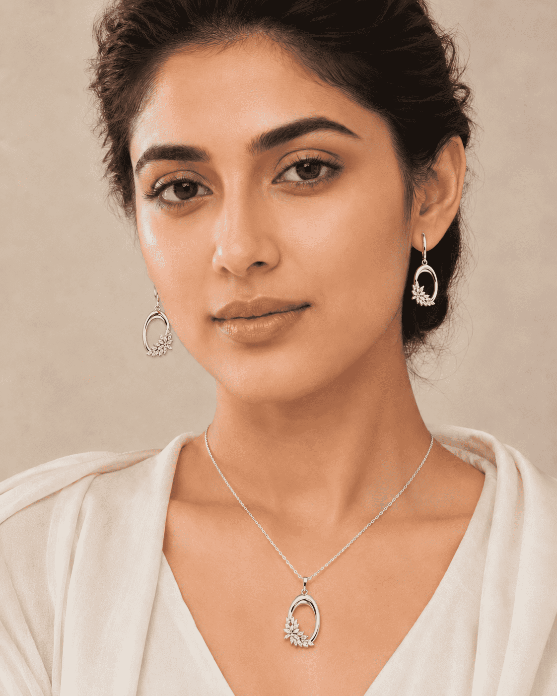The Sunflower Sunshine Set — Silver-Tone Bloom Pendant Set by House of Zena, front view