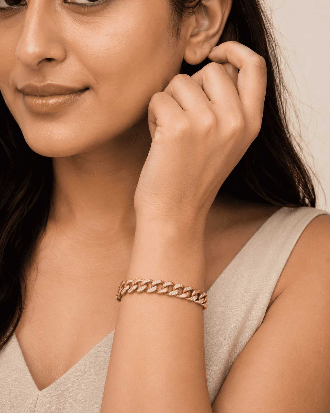 The Espresso Martini Cuban — Gold Plated Valora Pavé Cuban Bracelet by House of Zena, front view