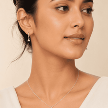 The Art Deco Geometric Set — Silver-Tone Triangle Pendant Set by House of Zena, front view
