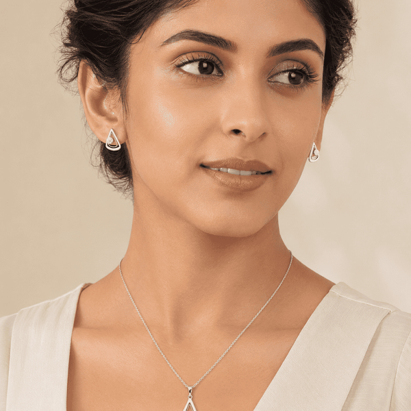 The "I Woke Up Like This" Set — Silver-Tone Drop Pendant Set by House of Zena, front view — Anti-Tarnish Waterproof Jewellery | House of Zena