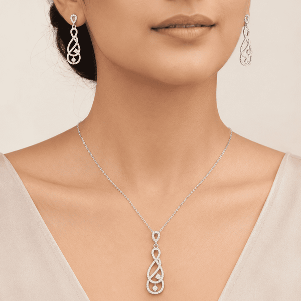 The "Pinky Promise" Infinity Set — Silver-Tone Infinity Grace Pendant Set by House of Zena, front view — Anti-Tarnish Waterproof Jewellery | House of Zena