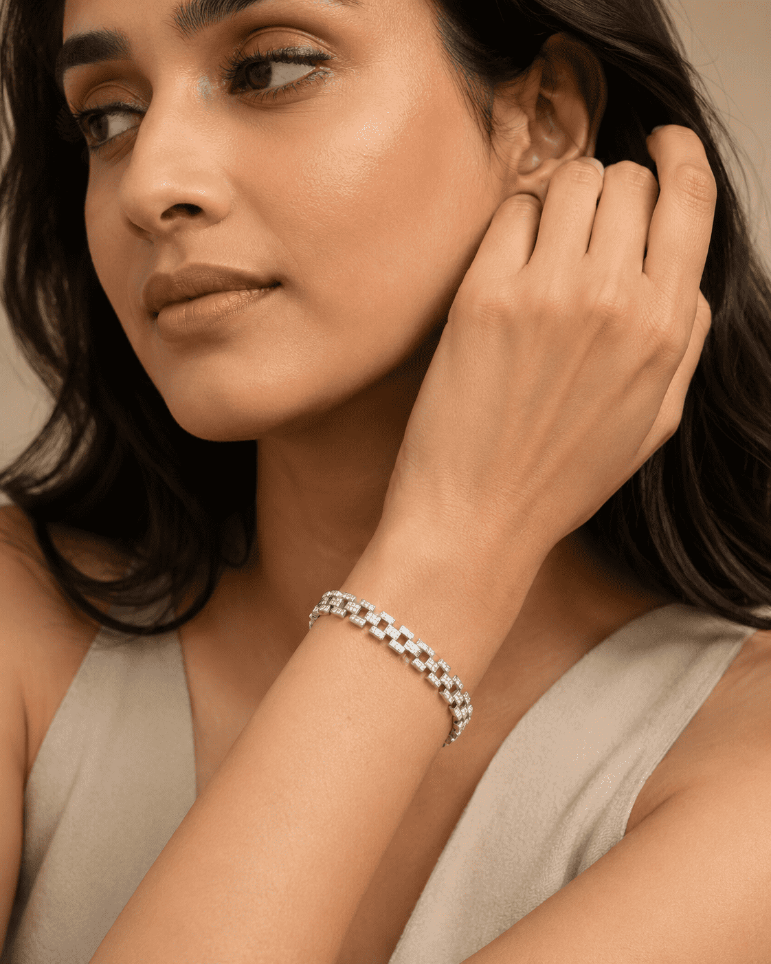 The 9-to-5 Paperclip Chain (Silver) — Silver-Tone Noiré Link Bracelet by House of Zena, front view